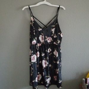 Black velvet floral dress